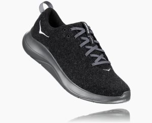 Hoka One One Men's Hupana Flow Wool Running Shoes Black/Dark Grey - AU YWAP